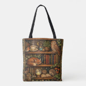 Retro book lover woodland animals トートバッグ (裏面)