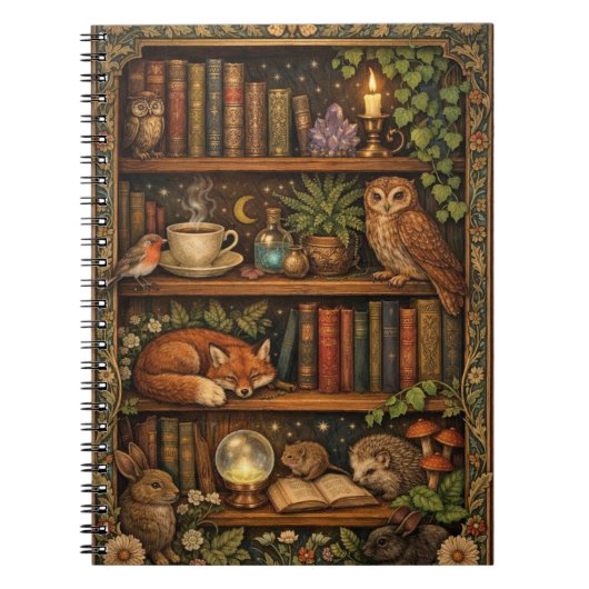 Retro book lover woodland animals ノートブック (正面)