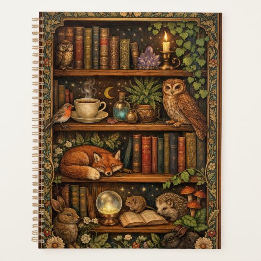 Retro book lover woodland animals プランナー手帳 (正面)
