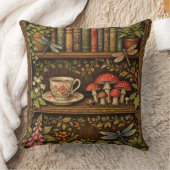 Retro book shelf mushrooms coffee floral  クッション (ブランケット)