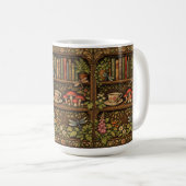 Retro book shelf mushrooms coffee floral  コーヒーマグカップ (正面右)