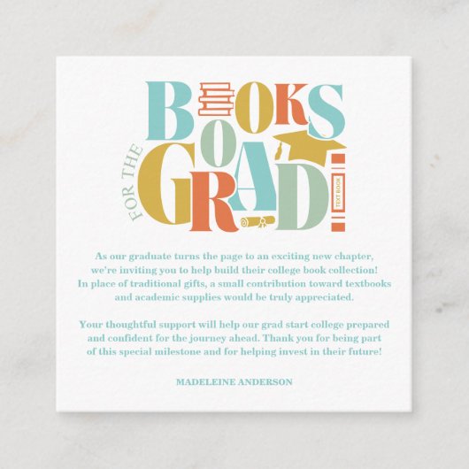 Retro Books For The Grad Graduation Checkerboard エンクロージャーカード (正面)