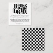 Retro Books For The Grad Graduation Checkerboard エンクロージャーカード (正面/裏面)