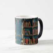 Retro Bookshelf Design Mug, Unique Artistic Coffee モーフィングマグカップ (正面右)