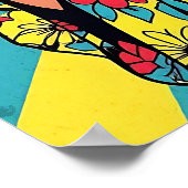 Retro Boomer Hippie Lady giving Peace Sign ポスター (角)