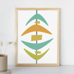 Retro Boomerang Mid Century Modern Style ポスター