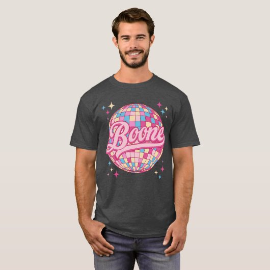 Retro Boone First Name Personalized Disco 80s Birt Tシャツ (正面フル)