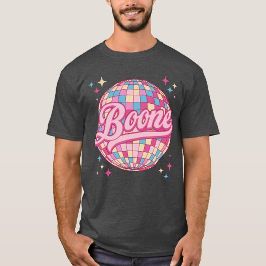 Retro Boone First Name Personalized Disco 80s Birt Tシャツ (正面)