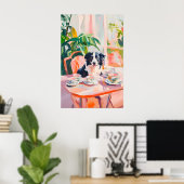 Retro Border Collie Poster, Border Collie Oil ポスター (ホームオフィス)