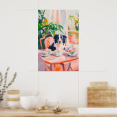 Retro Border Collie Poster, Border Collie Oil ポスター (キッチン)
