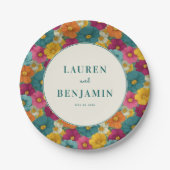 Retro Botanica and Teal Wedding ペーパープレート (正面)