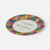 Retro Botanica and Teal Wedding ペーパープレート (アングル)