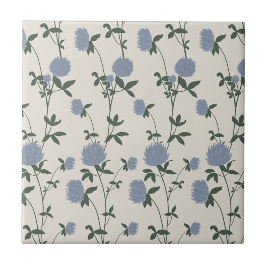 Retro Botanical Meadow Clover | French Linen タイル (正面)