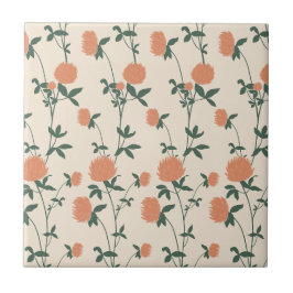 Retro Botanical Meadow Clover | Sunbaked Clay タイル