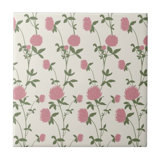 Retro Botanical Meadow Clover | Vintage Archive タイル (正面)