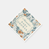 Retro Botanical Tile Baby Shower スタンダードカクテルナプキン (角)