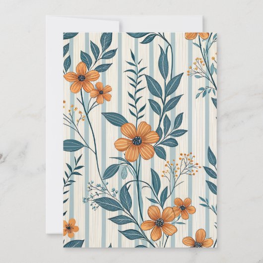 Retro Botanical Tile Baby Shower 招待状 (裏面)