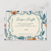 Retro Botanical Tile Baby Shower Diapper Raffle エンクロージャーカード (正面)