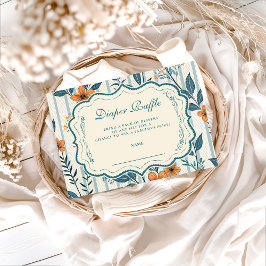 Retro Botanical Tile Baby Shower Diapper Raffle エンクロージャーカード