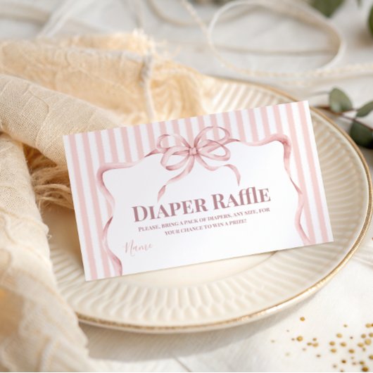 Retro Bow Cafe Bebe Girl Coffee Baby Shower Diaper エンクロージャーカード