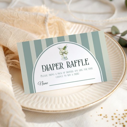 Retro Bow Tini One Martini Baby Shower Diaper エンクロージャーカード