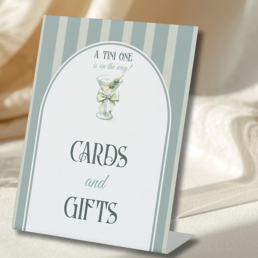 Retro Bow Tini One Martini Baby Shower Favor 台座サイン