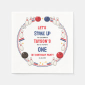 Retro Bowling 1st Birthday Party – Fun Kids  スタンダードカクテルナプキン (正面)