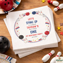 Retro Bowling 1st Birthday Party – Fun Kids  スタンダードカクテルナプキン