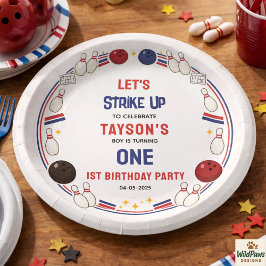 Retro Bowling 1st Birthday Party – Fun Kids  ペーパープレート