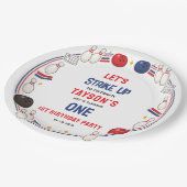 Retro Bowling 1st Birthday Party – Fun Kids  ペーパープレート (アングル)