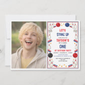 Retro Bowling 1st Birthday Party – Fun Kids  招待状 (正面)