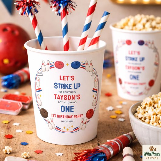 Retro Bowling 1st Birthday Party – Fun Kids  紙コップ