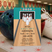Retro Bowling Birthday Party 招待状