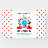 Retro Bowling Kids 1st Birthday Party 横断幕 (横)