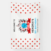 Retro Bowling Kids 1st Birthday Party 横断幕 (縦)