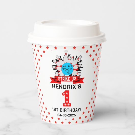 Retro Bowling Kids 1st Birthday Party 紙コップ (正面)
