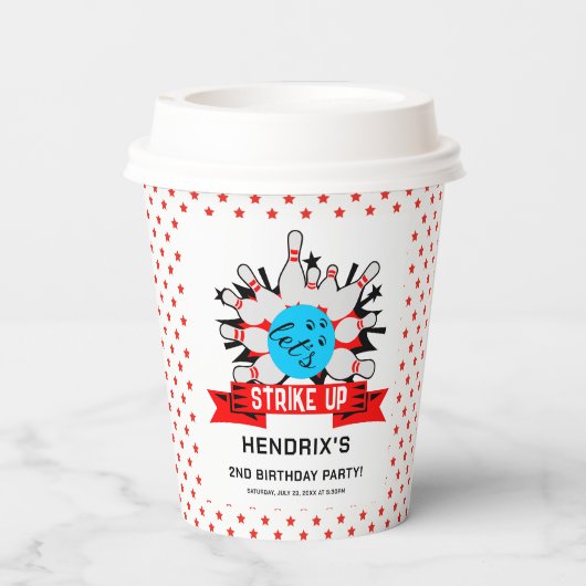 Retro Bowling Kids 1st Birthday Party 紙コップ (裏面)