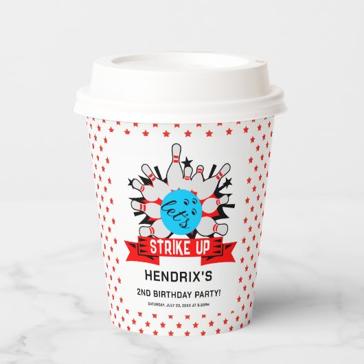 Retro Bowling Kids 1st Birthday Party 紙コップ (正面)