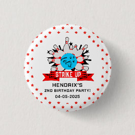 Retro Bowling Kids 1st Birthday Party 缶バッジ