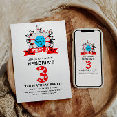 Retro Bowling Kids 3RD Birthday Party 招待状