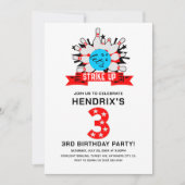 Retro Bowling Kids 3RD Birthday Party 招待状 (正面)