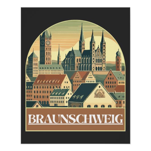 Retro Braunschweig Skyline ポスター (正面)