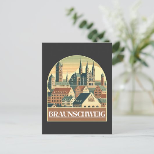 Retro Braunschweig Skyline  ポストカード (スタンド正面)