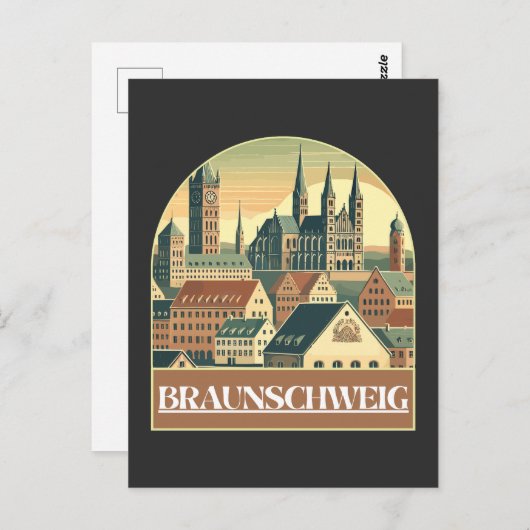 Retro Braunschweig Skyline  ポストカード (正面/裏面)