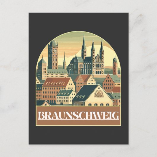 Retro Braunschweig Skyline ポストカード (正面)