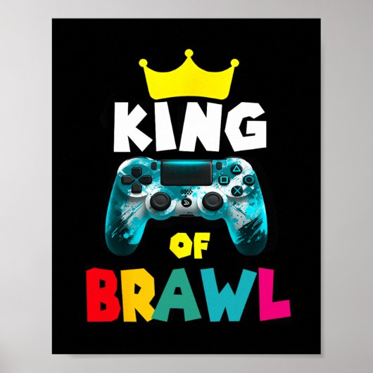 Retro Brawl King Gamer Gaming Brawler Brawl Funny  ポスター (正面)