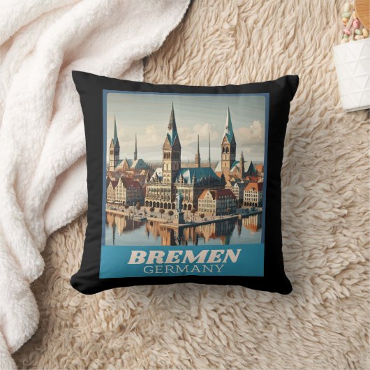 Retro Bremen Skyline  クッション (ブランケット)
