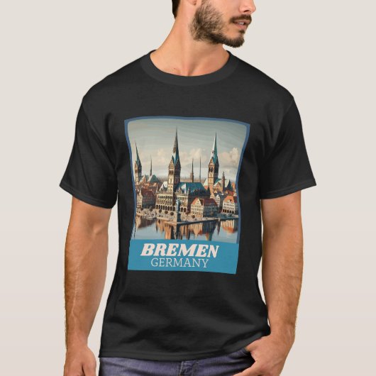 Retro Bremen Skyline  Tシャツ (正面)