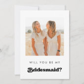 Retro Bridesmaid Proposal Info Card with Photo 招待状 (正面)