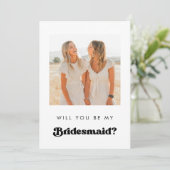 Retro Bridesmaid Proposal Info Card with Photo 招待状 (スタンド正面)